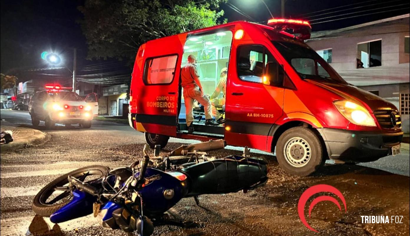 Motociclista fica ferido após acidente no cruzamento das ruas Gramado e Taubaté 