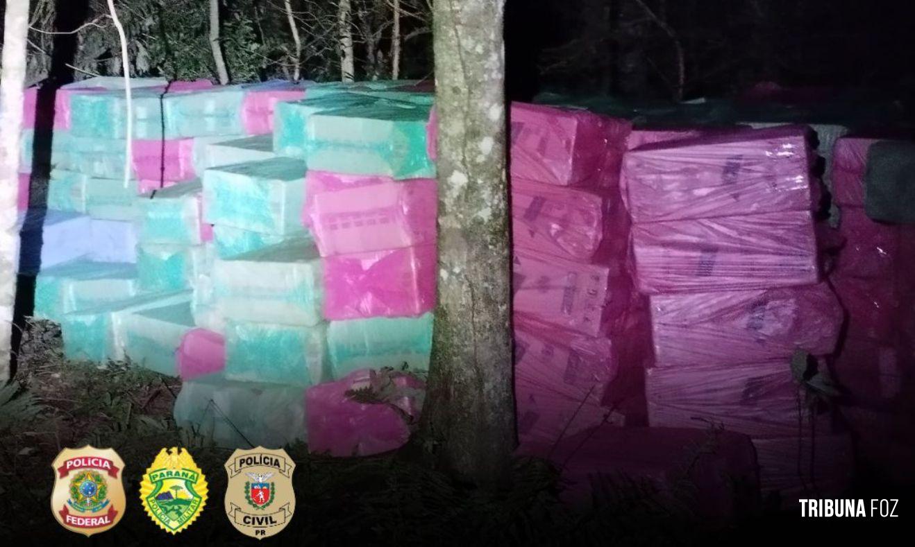 Policia Federal e forças estaduais apreendem 367 caixas de cigarros contrabandeados em Itaipulândia Policia Federal e forças estaduais apreendem 367 caixas de cigarros contrabandeados em Itaipulândia