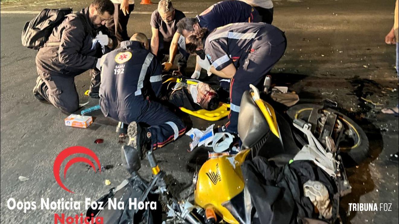 Acidente entre motocicleta e carro deixa duas vítimas em estado gravíssimo na BR-277 Acidente entre motocicleta e carro deixa duas vítimas em estado gravíssimo na BR-277