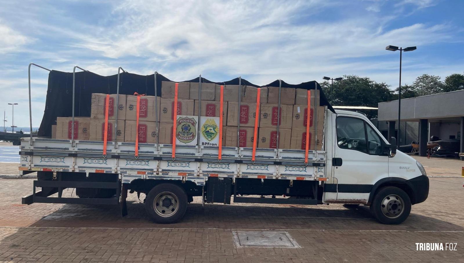 BPFRON e PF apreendem caminhão carregado com 15 mil pacotes de cigarros em Marechal Cândido Rondon