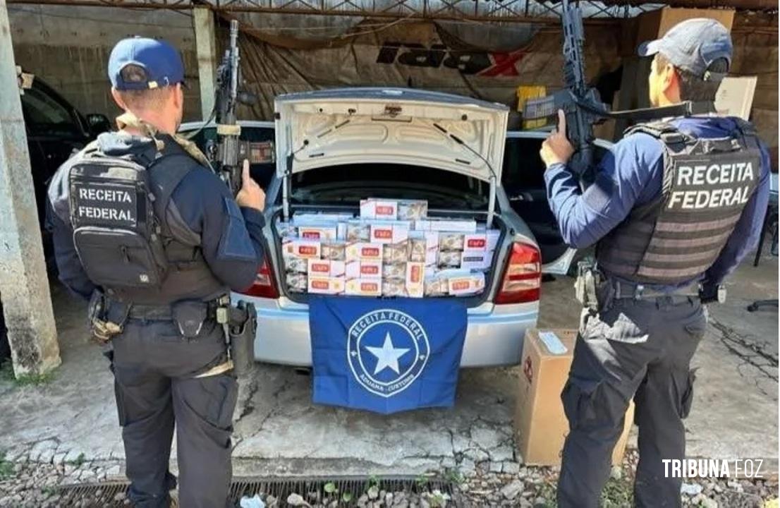 Carro com 10 mil maços de cigarros é apreendido após perseguição da Receita Federal