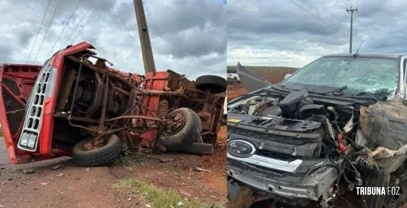 Colisão frontal entre caminhonete e SUV mobiliza o SAMU na estrada entre Missal e Itaipulândia