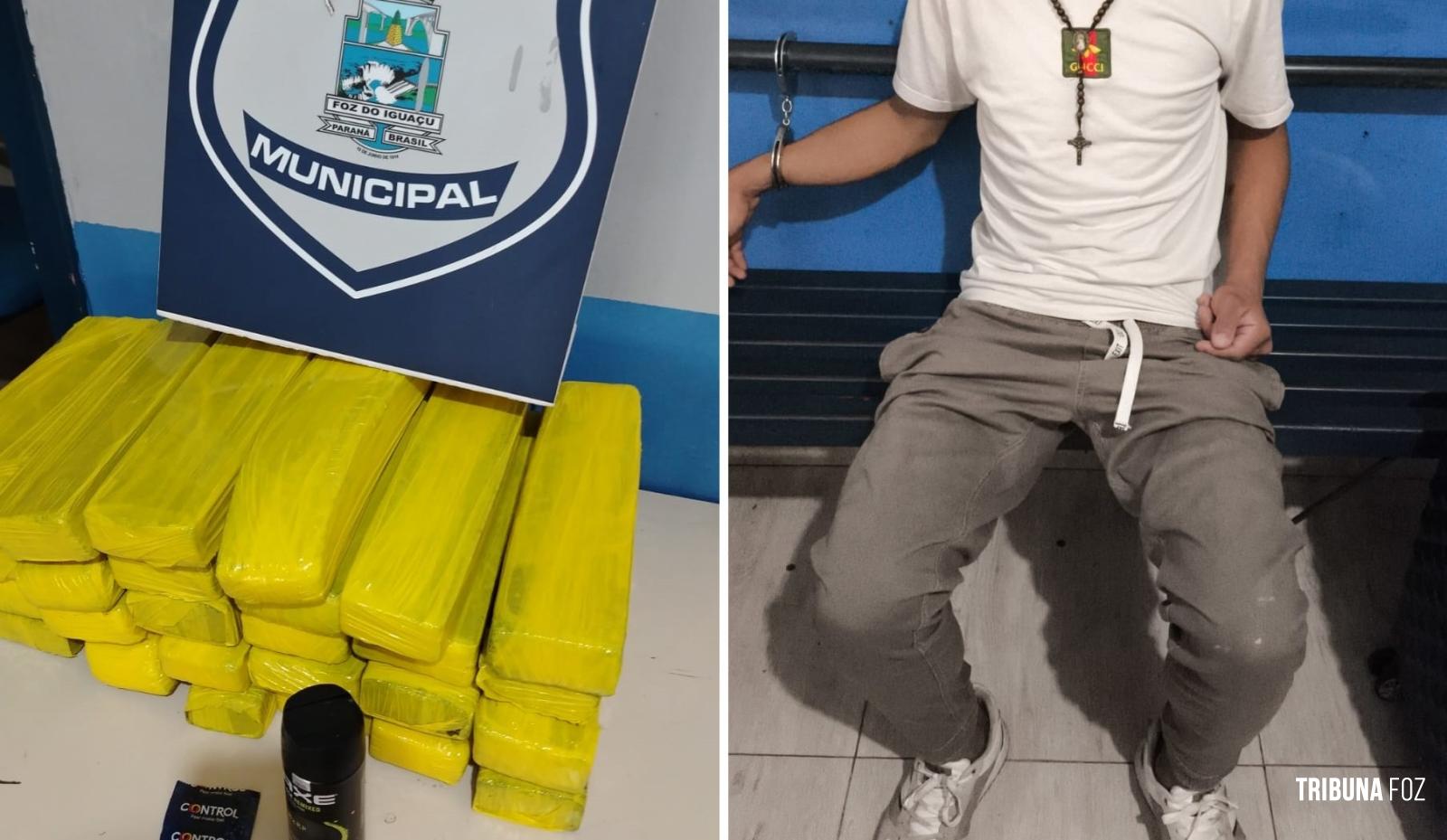Guarda Municipal prende paraguaio com 26 tabletes de maconha Guarda Municipal prende paraguaio com 26 tabletes de maconha