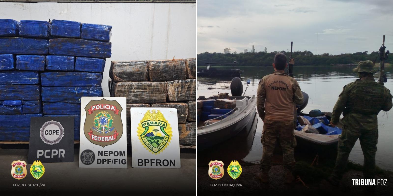 PF e PMPR interceptam embarcação com 1.165,8 Kg de maconha em Santa Helena PF e PMPR interceptam embarcação com 1.165,8 Kg de maconha em Santa Helena
