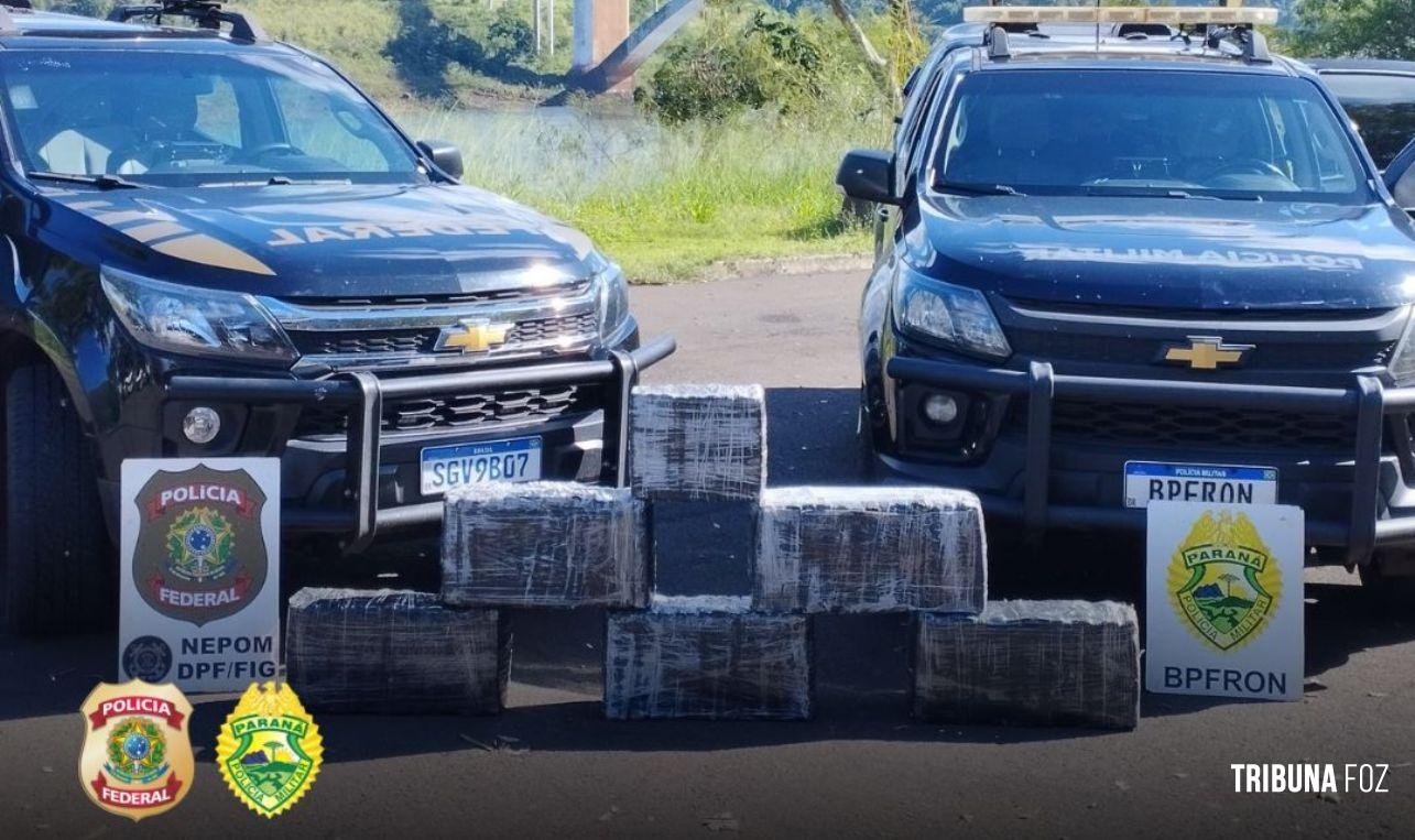 Policia Federal e Policia Militar apreende 136 Kg de maconha na barranca do Rio Paraná