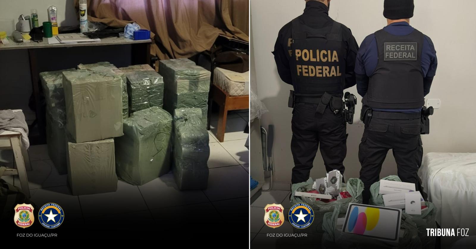 Policia Federal e Receita Federal prendem dois indivíduos e apreendem mercadorias descaminhadas em Foz do Iguaçu