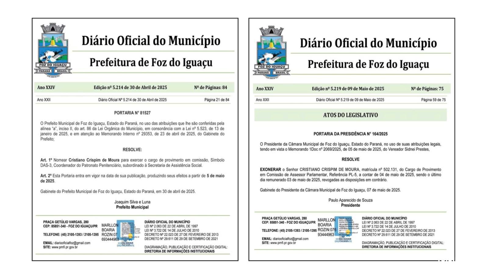 Ver. Sidnei Prestes emplaca seu assessor na Prefeitura de Foz: O que há por trás dessa "harmonia" entre os poderes? Ver. Sidnei Prestes emplaca seu assessor na Prefeitura de Foz: O que há por trás dessa "harmonia" entre os poderes?