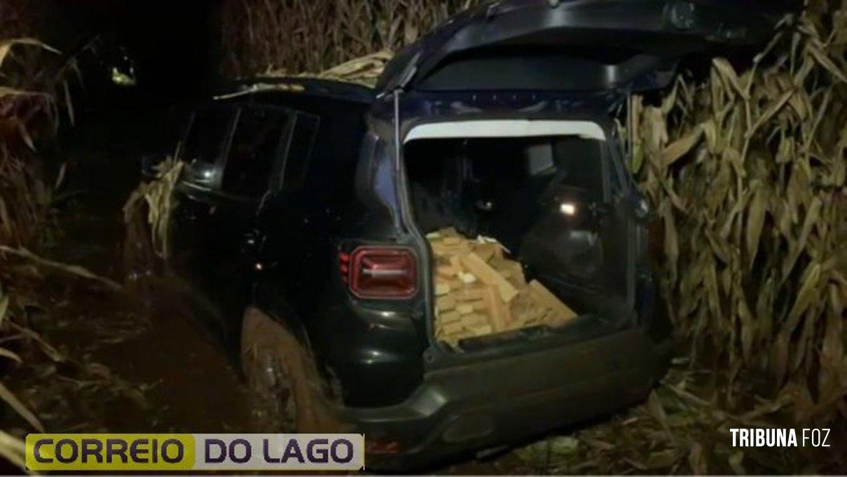 Jeep carregado com 300 Kg de maconha é abandonado após perseguição policial na BR-277 Jeep carregado com 300 Kg de maconha é abandonado após perseguição policial na BR-277