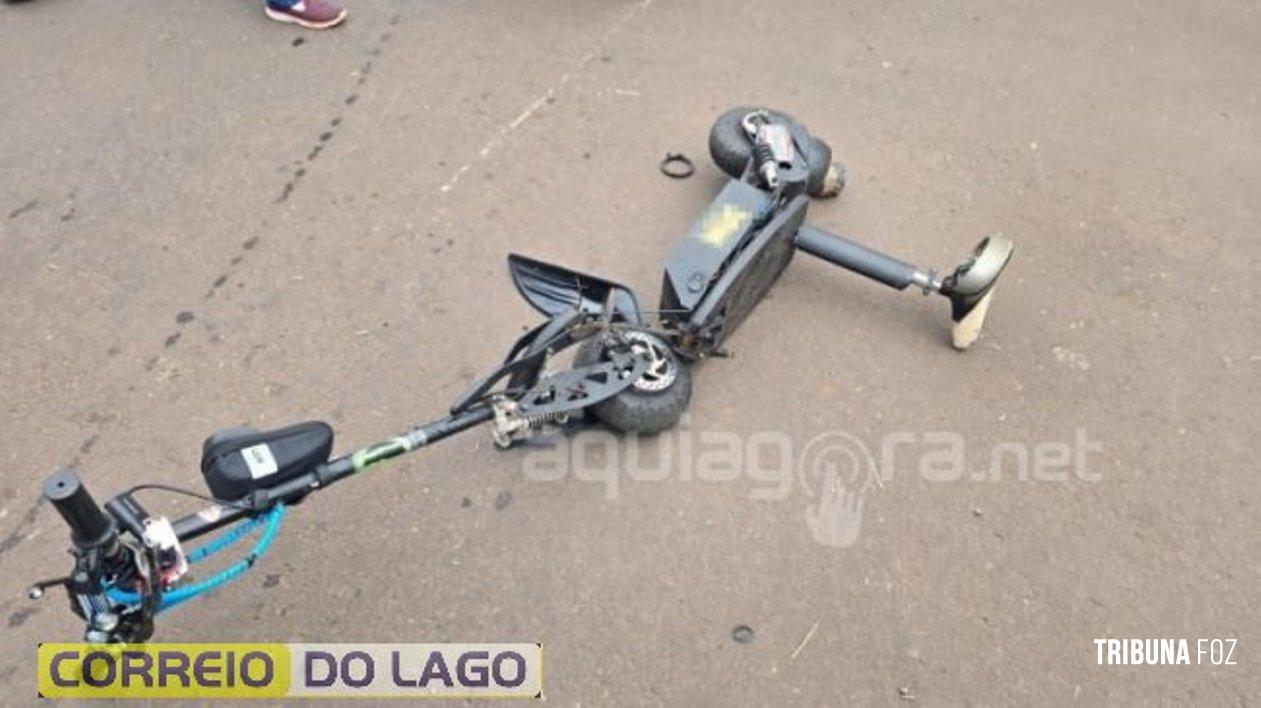 Mulher fica ferida em colisão entre patinete elétrico e carro em Marechal Cândido Rondon Mulher fica ferida em colisão entre patinete elétrico e carro em Marechal Cândido Rondon