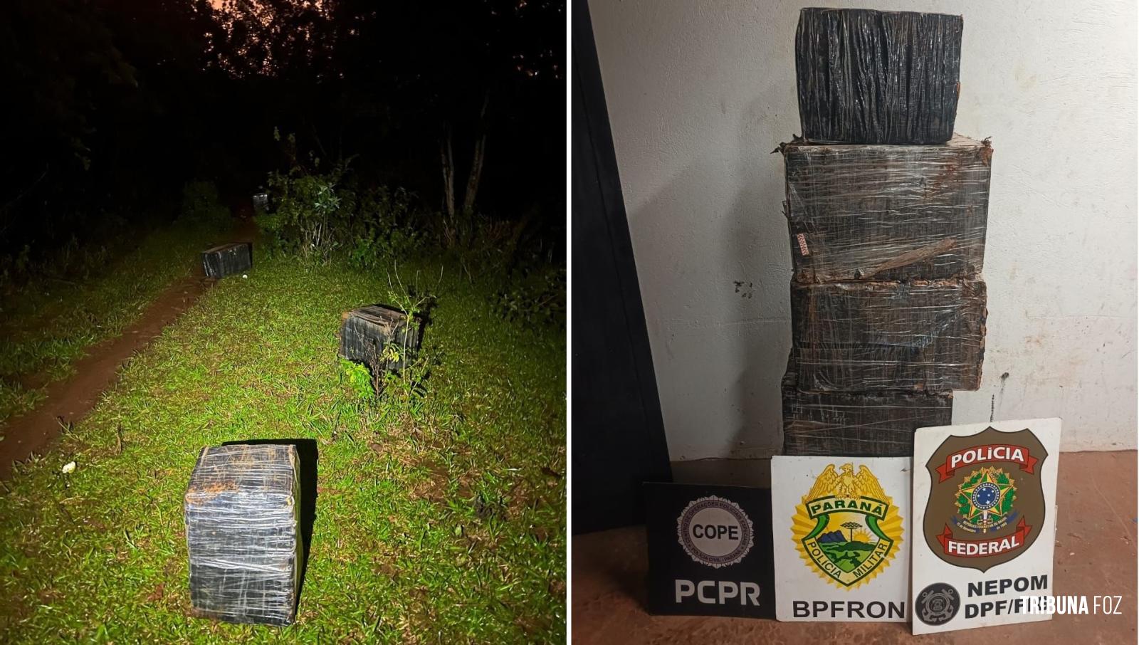 PF e PM e PC apreendem 166,9 Kg de maconha em porto clandestino em Foz do Iguaçu PF e PM e PC apreendem 166,9 Kg de maconha em porto clandestino em Foz do Iguaçu