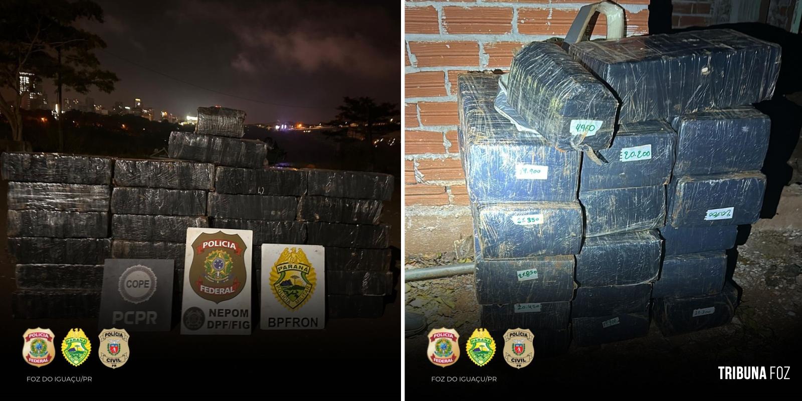 PF, PC e PM apreendem 521 Kg de maconha na barranca do Rio Paraná PF, PC e PM apreendem 521 Kg de maconha na barranca do Rio Paraná
