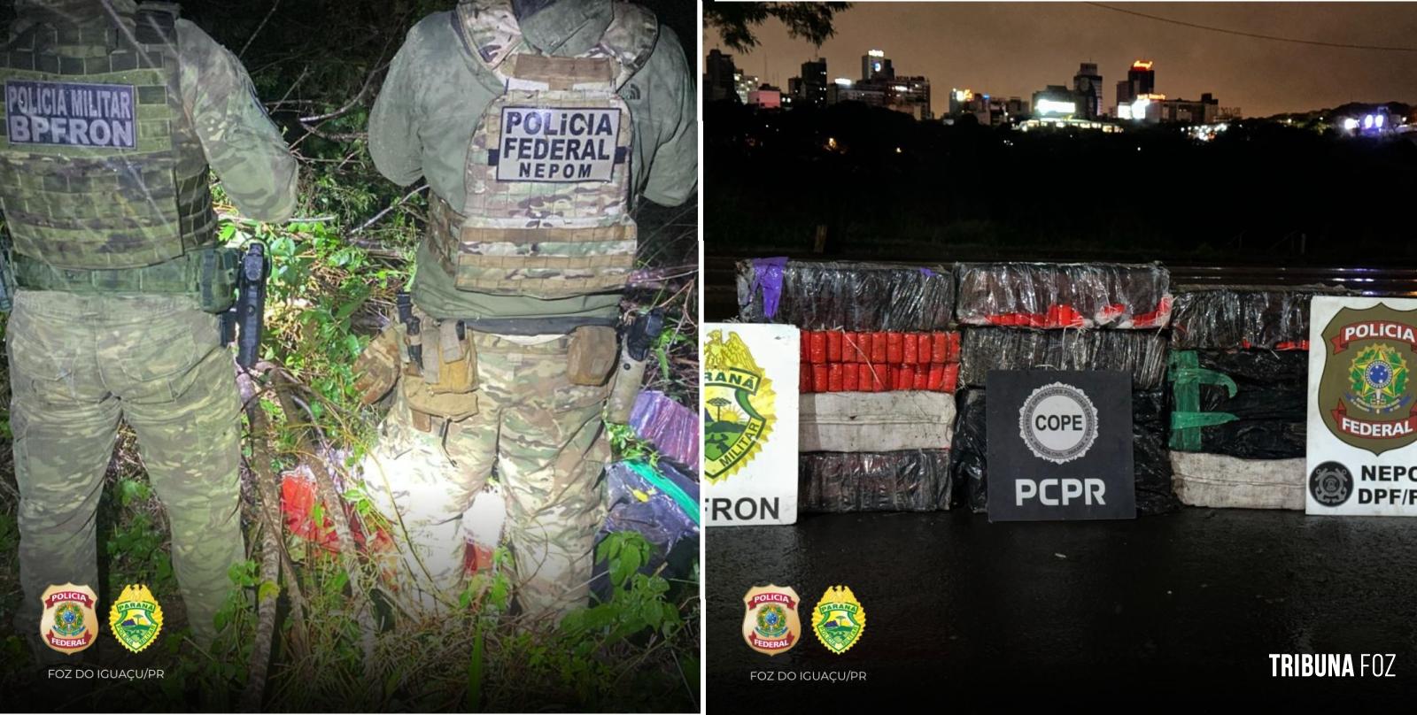 PF, PM e PC apreendem fardos de drogas nas margens do Rio Paraná vindas do Paraguai PF, PM e PC apreendem fardos de drogas nas margens do Rio Paraná vindas do Paraguai