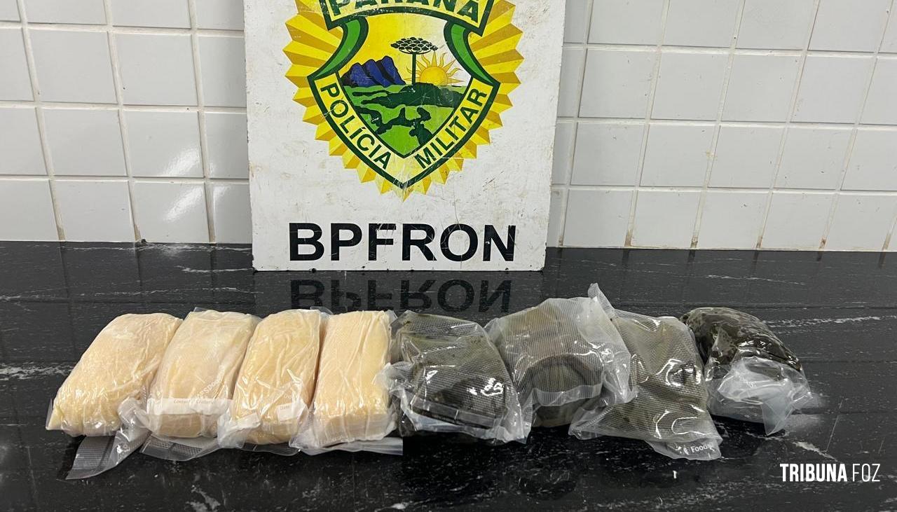 BPFRON apreende cocaína e haxixe em veículo e prende casal em Céu Azul