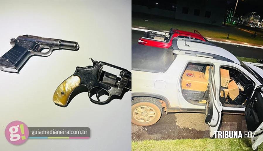 BPFRON e PF apreendem cigarros contrabandeados, armas de fogo e veículos adulterados em São Miguel do Iguaçu BPFRON e PF apreendem cigarros contrabandeados, armas de fogo e veículos adulterados em São Miguel do Iguaçu