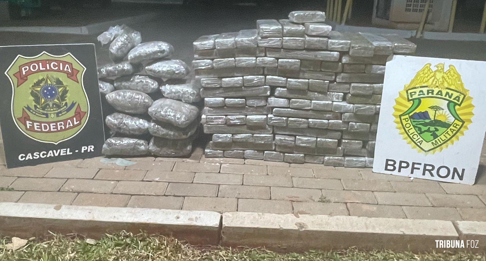 BPFRON e PF prendem mulher e apreendem grande quantidade de maconha na BR-277 em Santa Tereza do Oeste BPFRON e PF prendem mulher e apreendem grande quantidade de maconha na BR-277 em Santa Tereza do Oeste