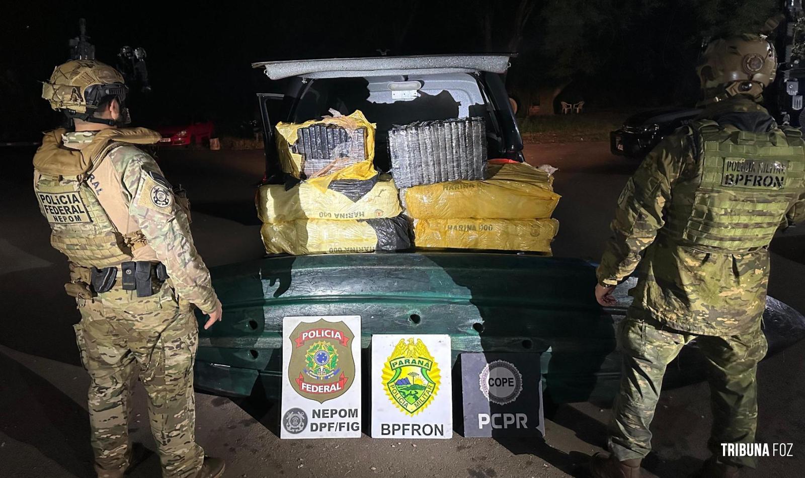 BPFRON, PF e PC apreendem 122,4 Kg de maconha e prendem homem em porto clandestino em Foz do Iguaçu