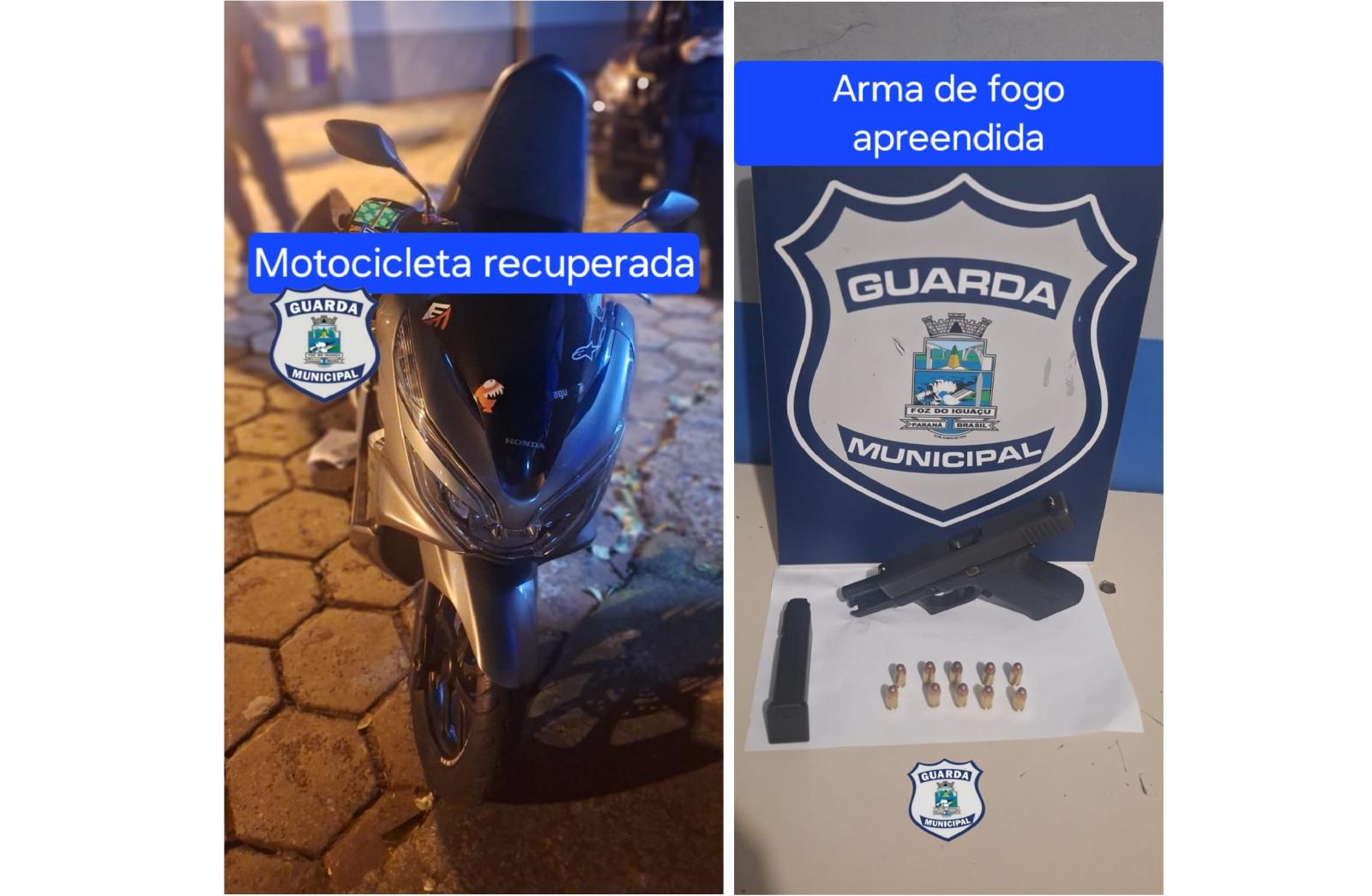 Guarda Municipal apreende pistola e motocicleta na Av. Felipe Wandscheer Guarda Municipal apreende pistola e motocicleta na Av. Felipe Wandscheer