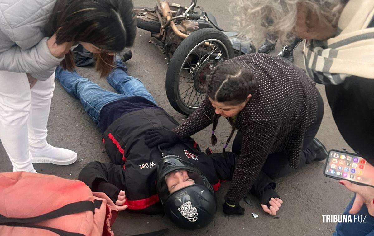 Motociclista é socorrido pelo Siate após colisão na Av. Florianópolis