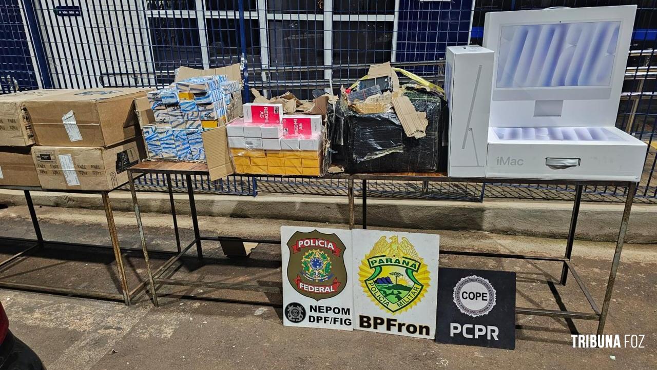 PF, PC e PM apreendem cigarros eletrônicos, celulares e aparelhos eletrônicos próximo a Ponte da Integração em Foz do Iguaçu PF, PC e PM apreendem cigarros eletrônicos, celulares e aparelhos eletrônicos próximo a Ponte da Integração em Foz do Iguaçu