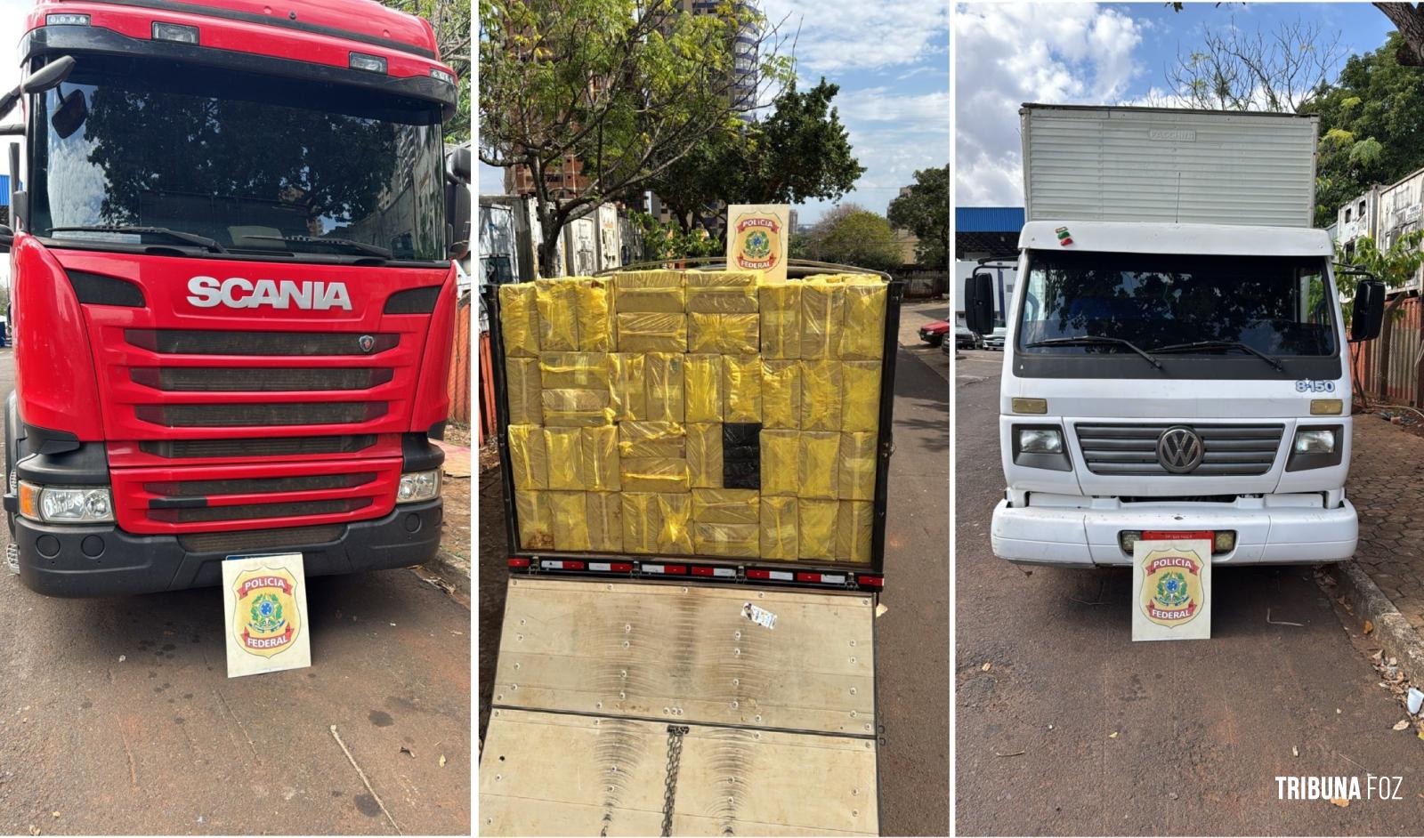 Policia Federal apreende dois caminhões carregados com cigarros contrabandeados em Foz do Iguaçu Policia Federal apreende dois caminhões carregados com cigarros contrabandeados em Foz do Iguaçu