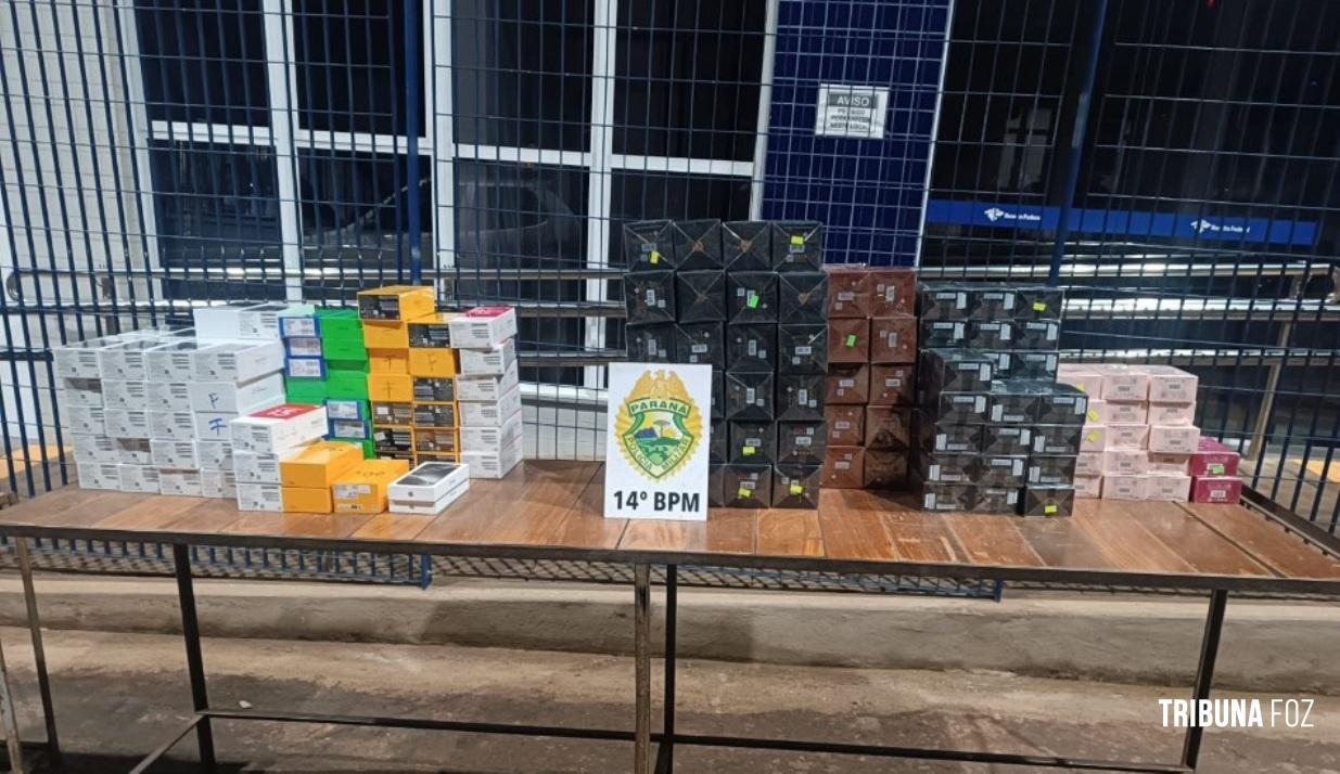 Polícia Militar apreende mercadorias ilegais em veículo na BR-277 em Santa Terezinha de Itaipu Polícia Militar apreende mercadorias ilegais em veículo na BR-277 em Santa Terezinha de Itaipu