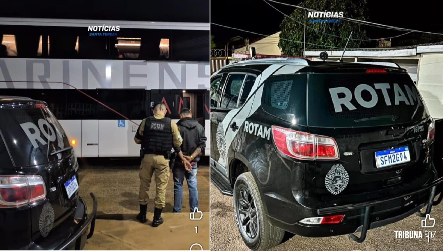 ROTAM prende passageiro com drogas e cigarros contrabandeados em Santa Tereza do Oeste ROTAM prende passageiro com drogas e cigarros contrabandeados em Santa Tereza do Oeste