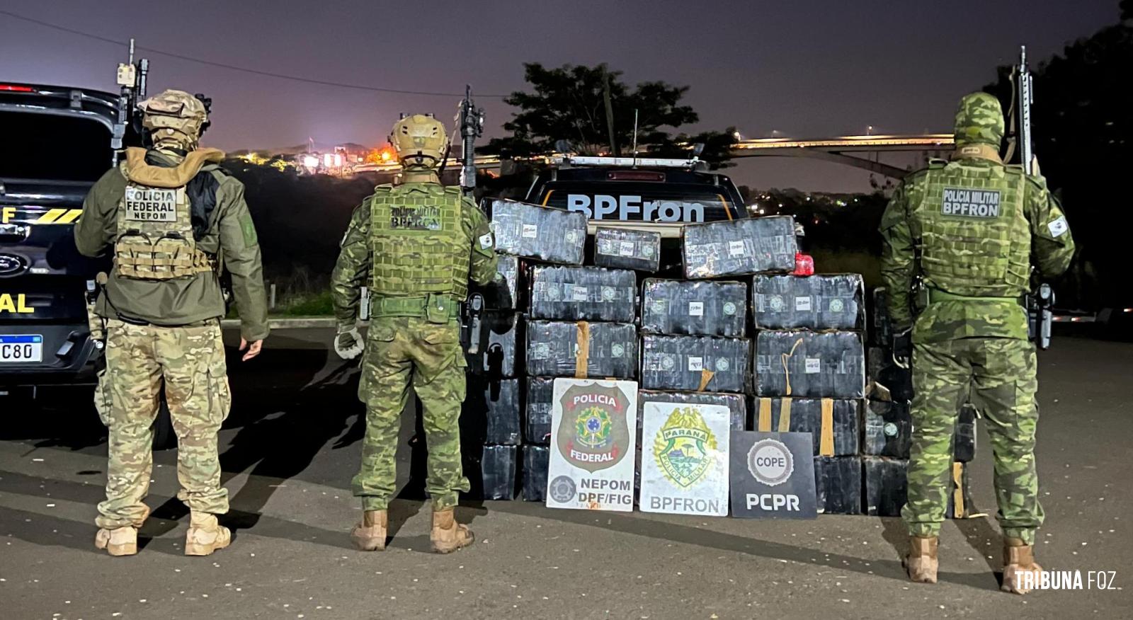 BPFRON, PF e PC prendem dois homens e apreendem 520 Kg de maconha em Foz do Iguaçu BPFRON, PF e PC prendem dois homens e apreendem 520 Kg de maconha em Foz do Iguaçu