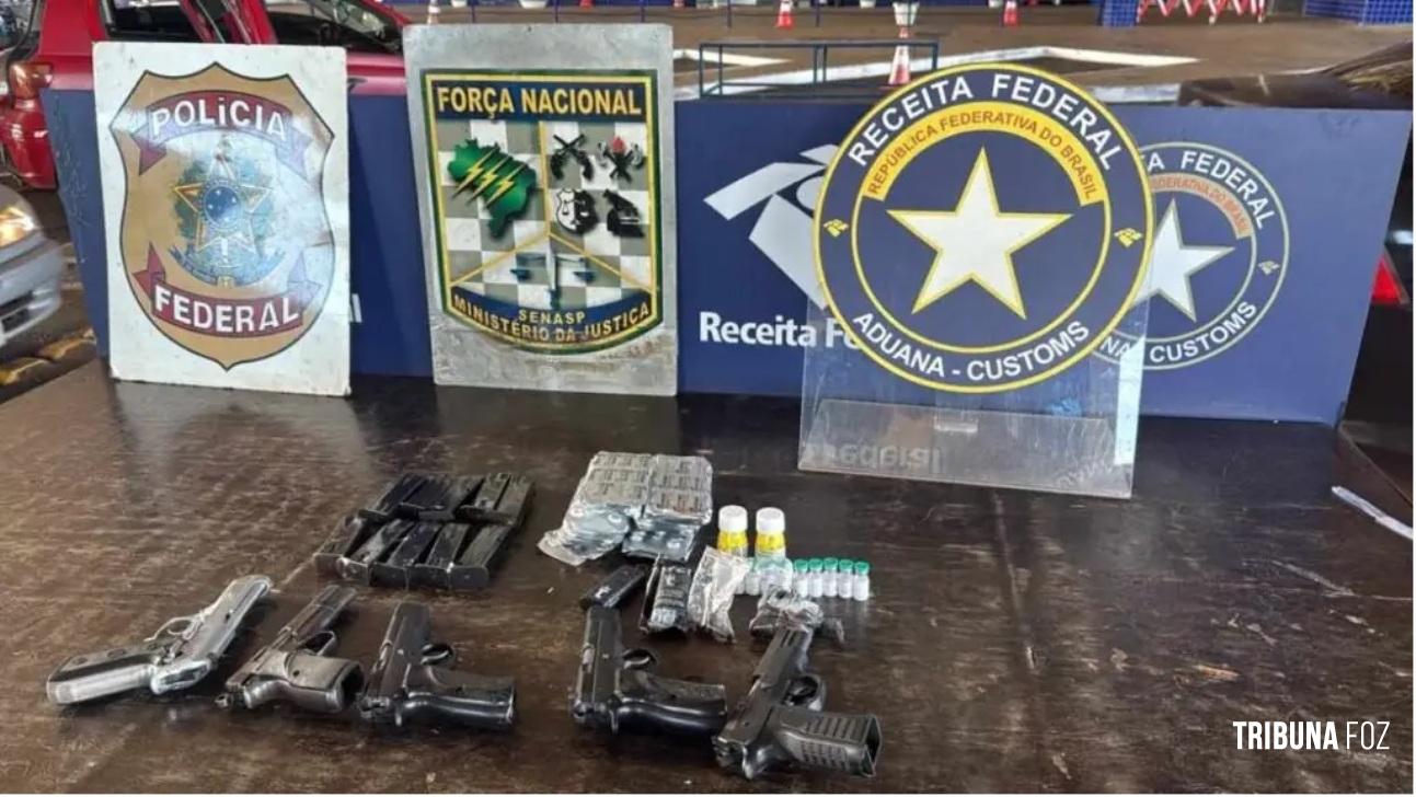 Mulher é presa com 5 pistolas na Ponte da Amizade Mulher é presa com 5 pistolas na Ponte da Amizade