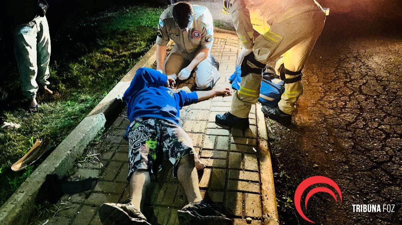 Testemunha de acidente grave se torna vítima em queda de moto no Bairro Cidade Nova