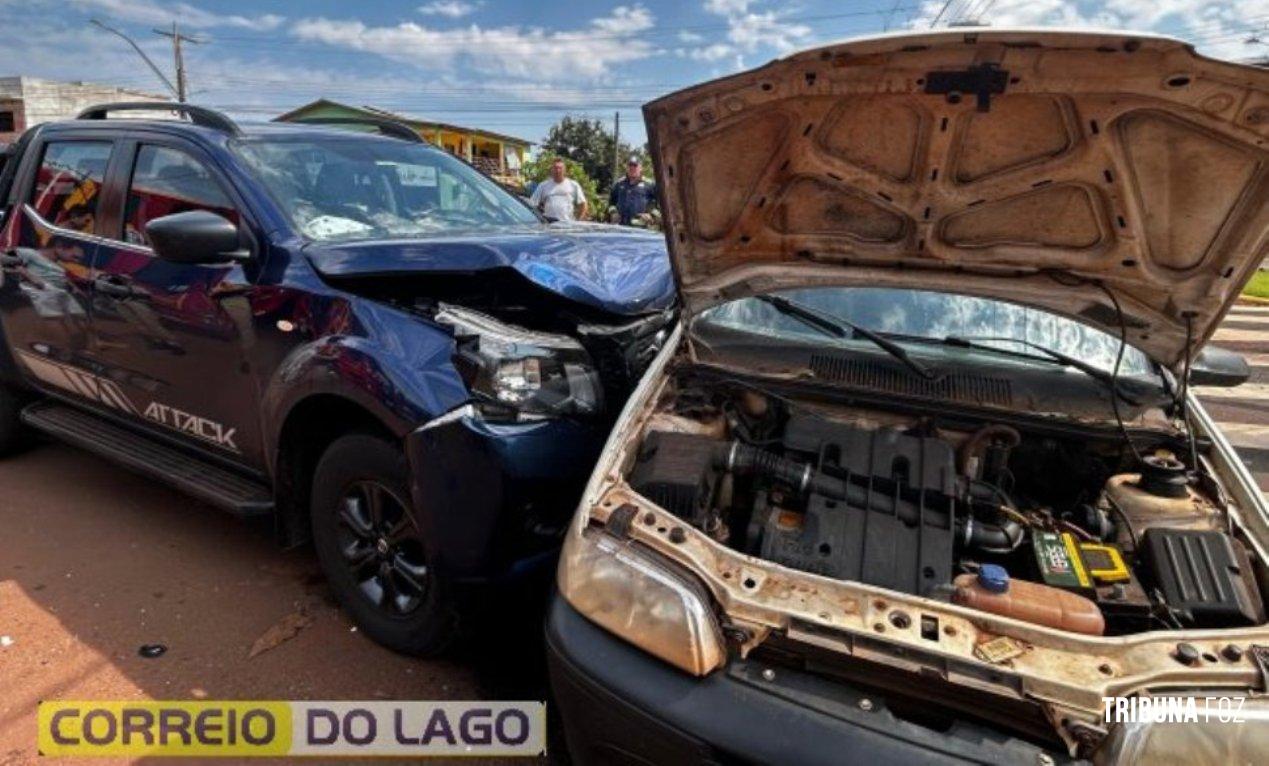 Acidente na Av. Brasil em distrito de Santa Helena deixa condutor e criança feridos