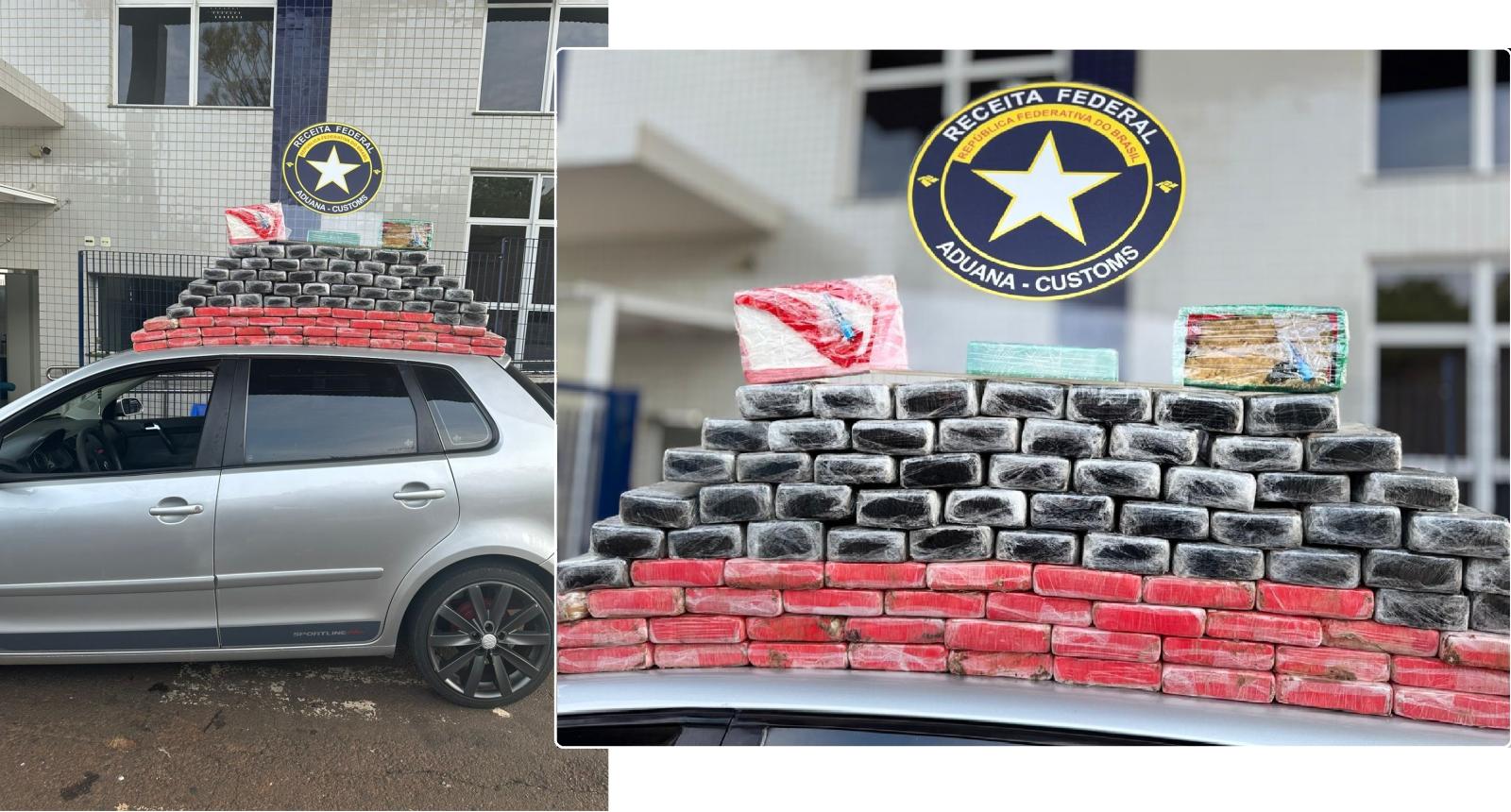 Alfândega da Receita Federal em Foz do Iguaçu intercepta veículo com 95 kg de cocaína e crack