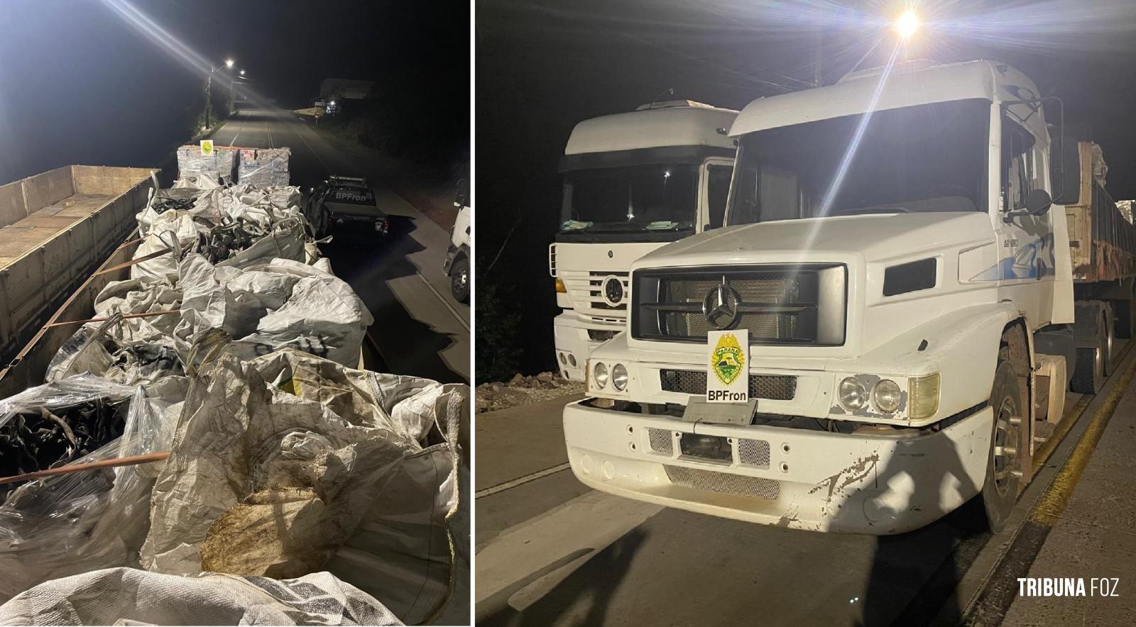 BPFRON apreende carreta com 25 toneladas de material reciclável na divisa entre Brasil-Argentina em Barracão