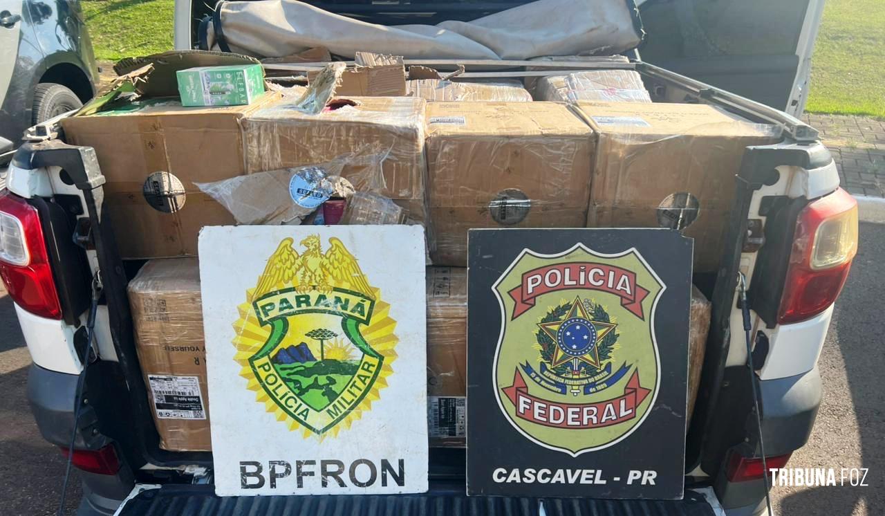 BPFRON e PF apreendem veículo carregado com cigarros eletrônicos em Céu Azul