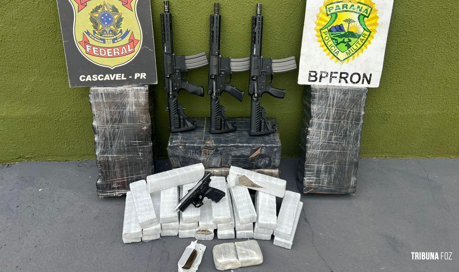 BPFRON e PF apreendem veículo carregado com drogas e armas em Santa Tereza do Oeste BPFRON e PF apreendem veículo carregado com drogas e armas em Santa Tereza do Oeste