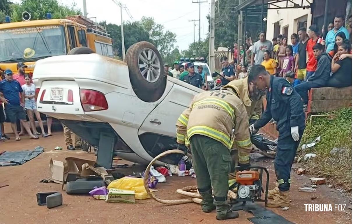 Colisão seguido de capotamento deixa um morto e dois feridos em Hernandárias