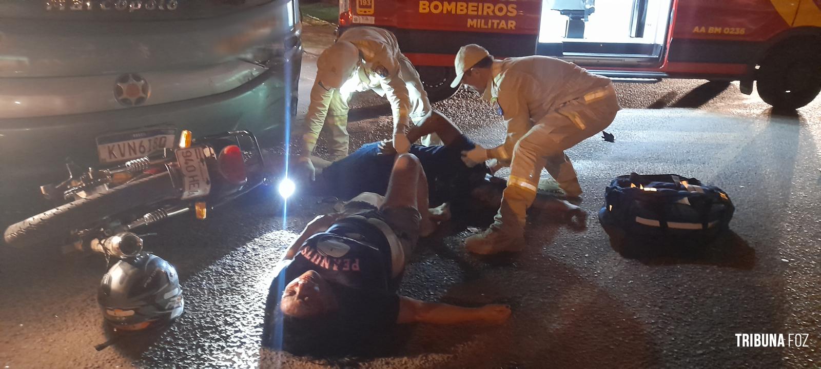 Duas vítimas graves após colisão entre moto e ônibus na Vila Carimã