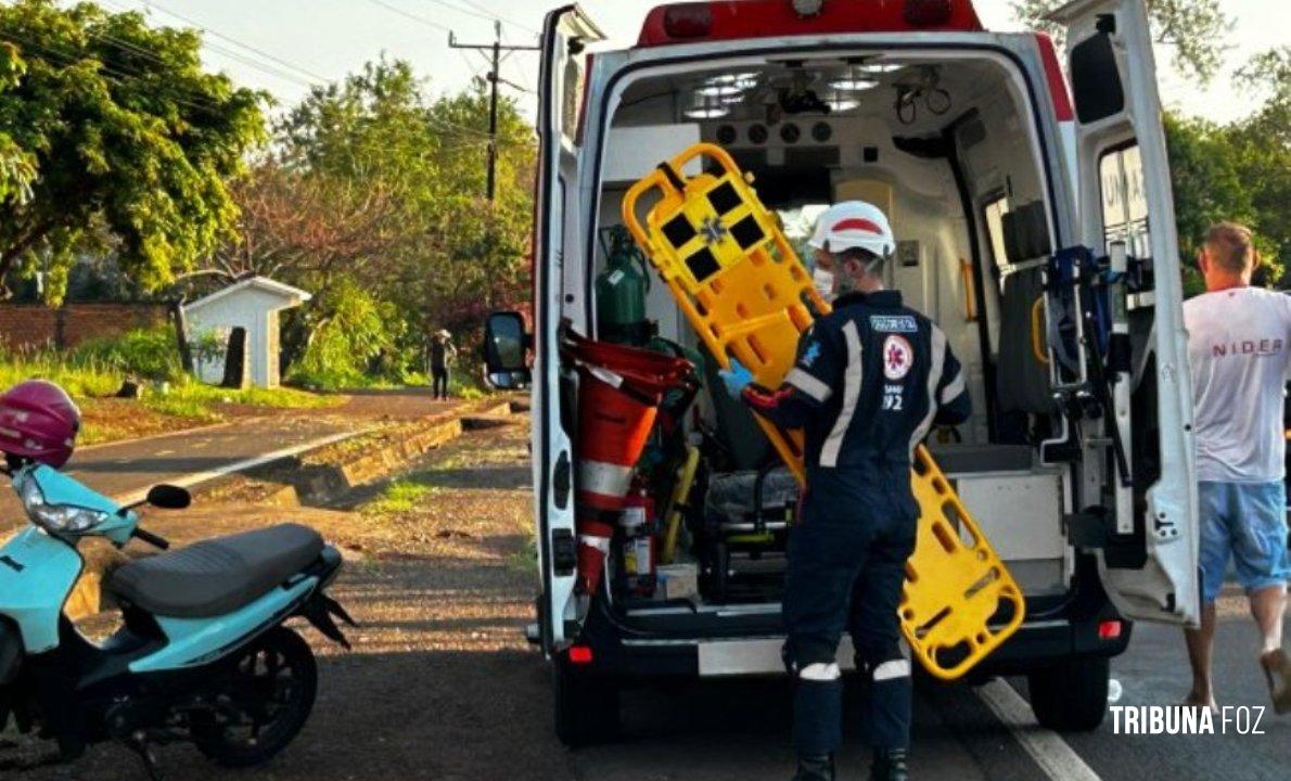 Motociclista atropela cachorro e é socorrida pelo SAMU em Santa Helena