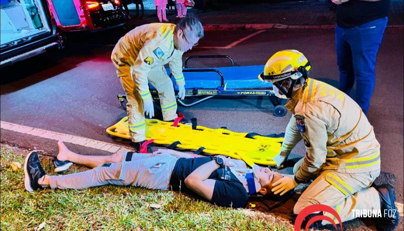Motociclista fica ferido após acidente na Av. Nacional em Foz do Iguaçu Motociclista fica ferido após acidente na Av. Nacional em Foz do Iguaçu