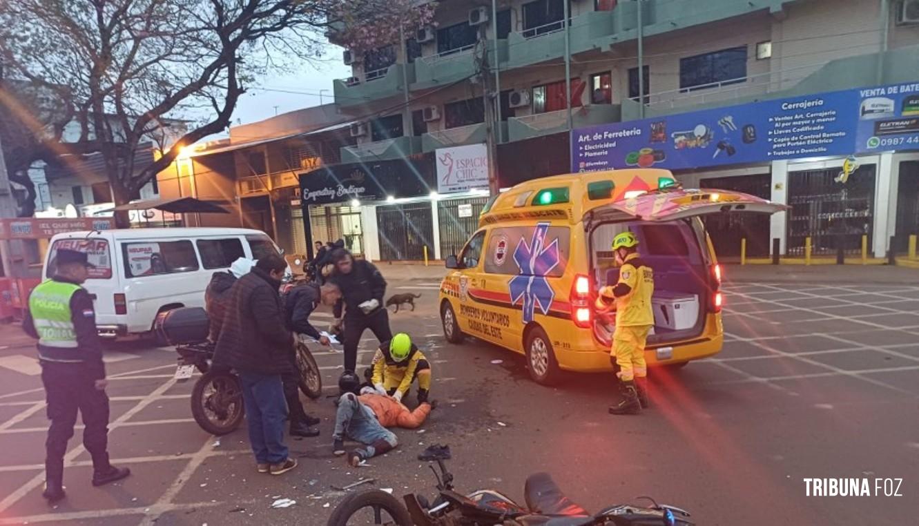 Motociclista fica ferido após colisão em Ciudad Del Este