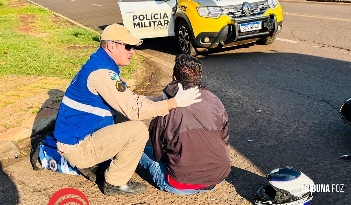Motociclista fica ferido em colisão com caminhão no Jardim Santa Rita
