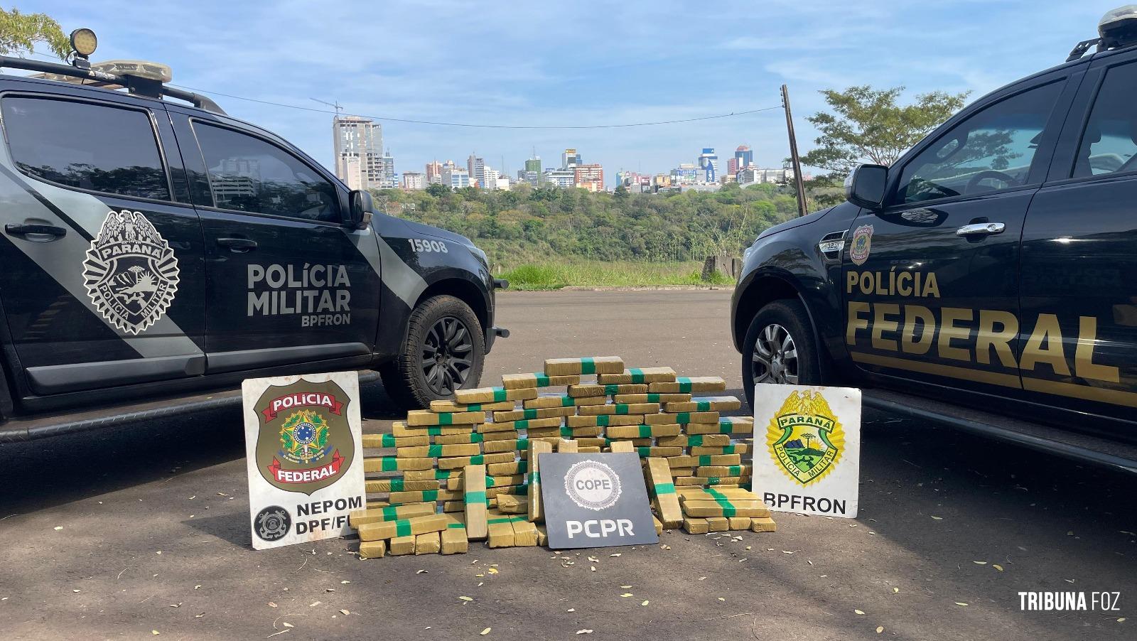 NEPOM, COPE e BPFRON apreenden 62 quilos de maconha em Foz do Iguaçu