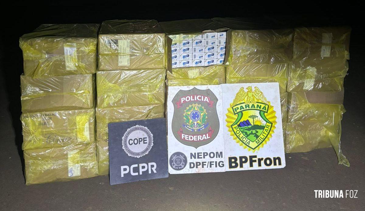 PF, PC e PM apreendem carga de cigarros contrabandeados em Foz do Iguaçu PF, PC e PM apreendem carga de cigarros contrabandeados em Foz do Iguaçu