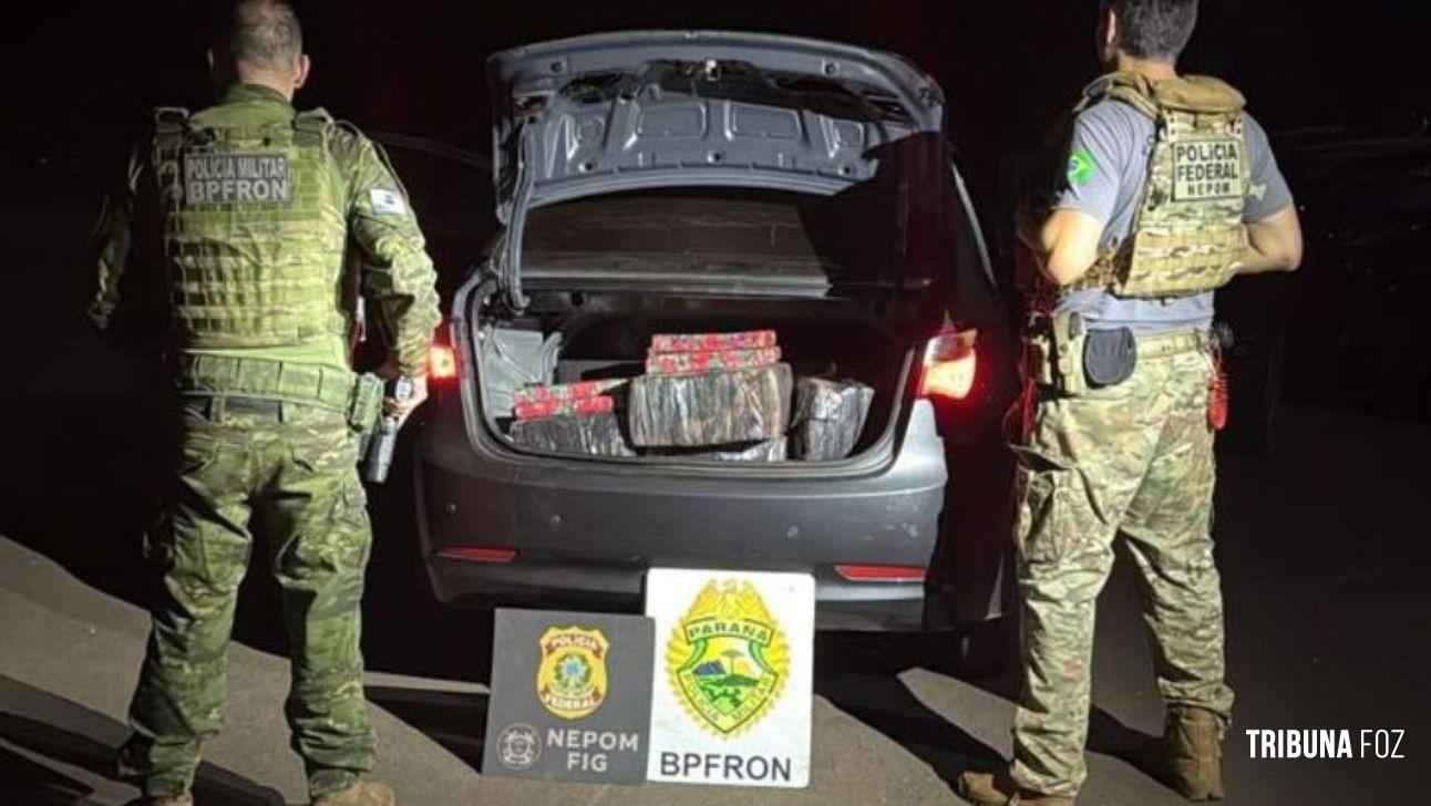 BPFRON e NEPOM apreendem veículo carregado com mais de 300 Kg de maconha em Foz do Iguaçu