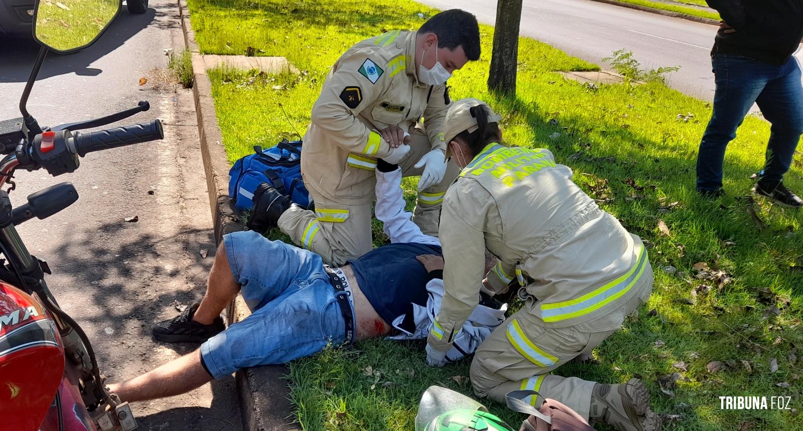 Colisão entre duas motocicletas na Av. Safira deixa homem ferido 