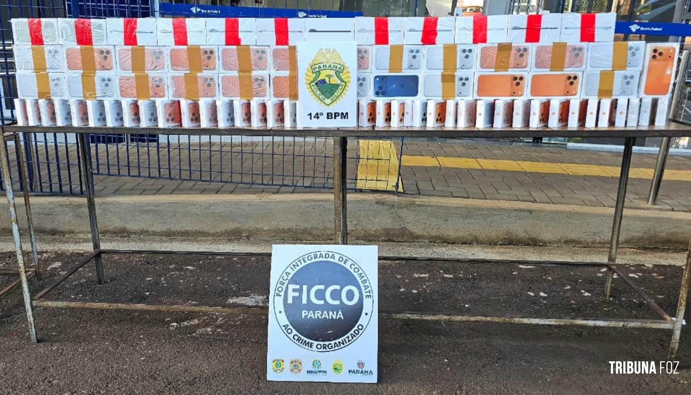 FICCO/PR: Ação conjunta resulta na apreensão de aparelhos celulares ocultos em veículo em Foz do Iguaçu
