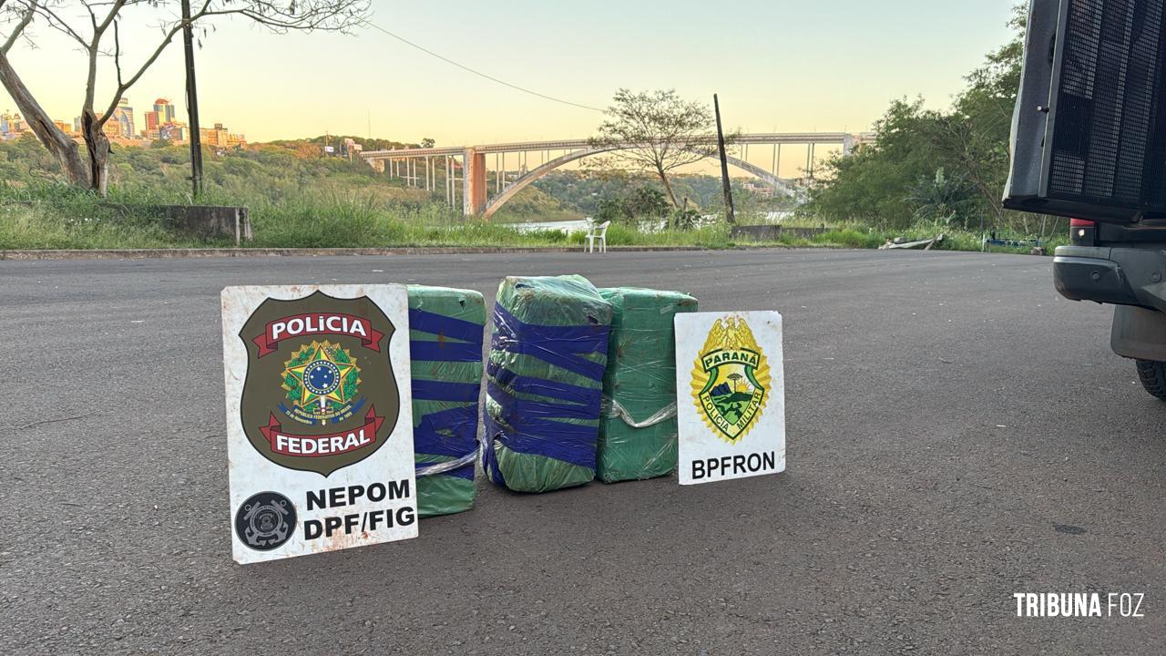 PF e PM apreende cigarros e drogas na região de fronteira em Foz do Iguaçu