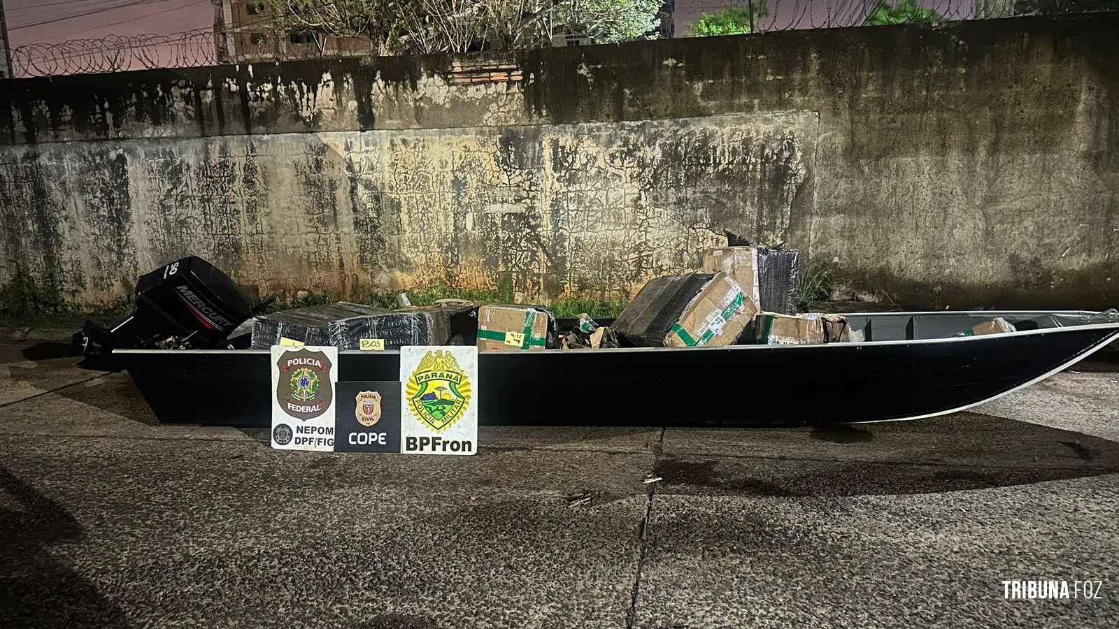 PF, PC e PM apreendem embarcação com contrabando no Lago de Itaipu, perímetro da cidade de Itaipulândia