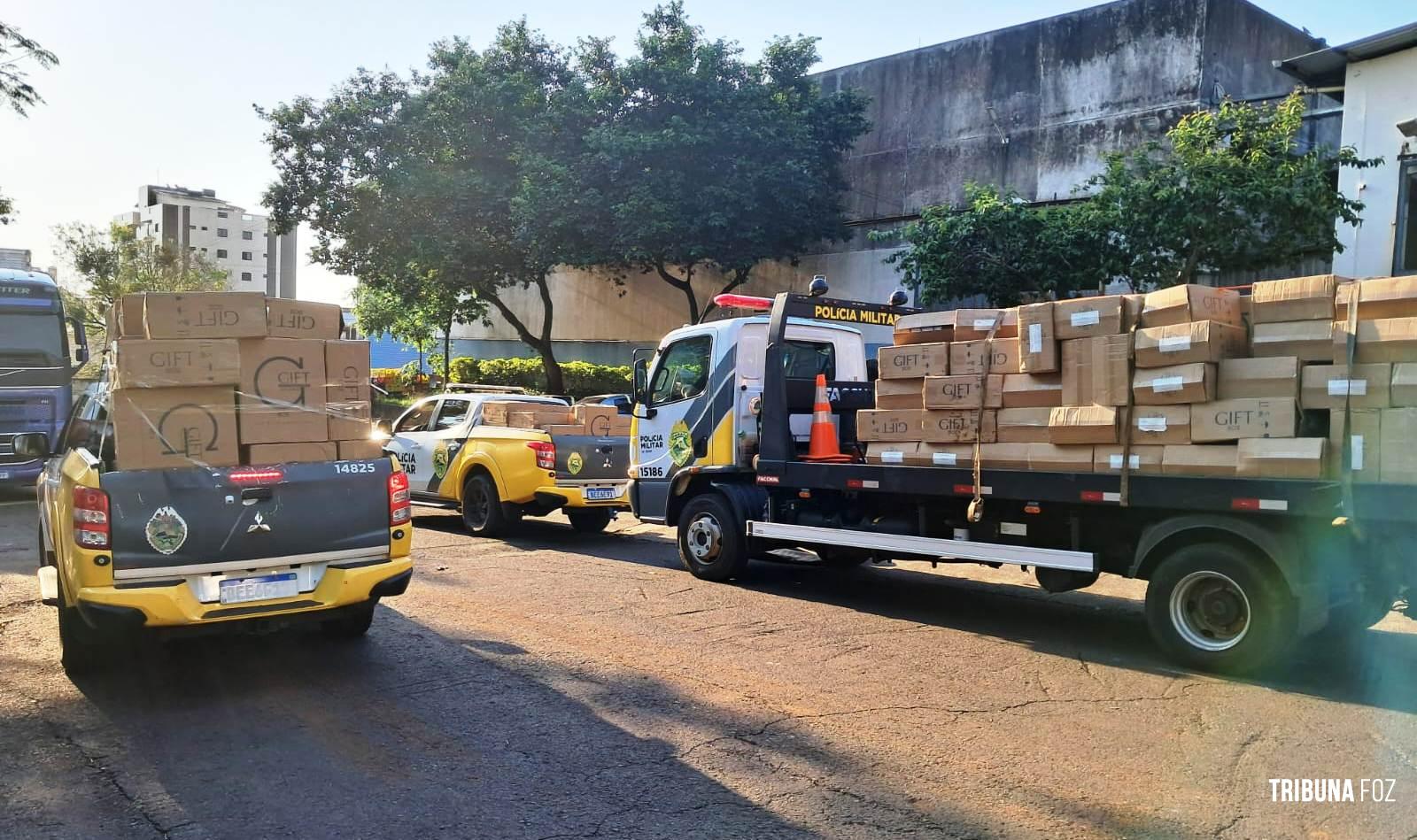PM apreende 217 caixas de cigarros contrabandeados em Foz do Iguaçu