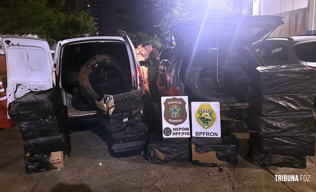 Policia Federal e PM apreendem veículos e mercadorias contrabandeadas em Foz do Iguaçu