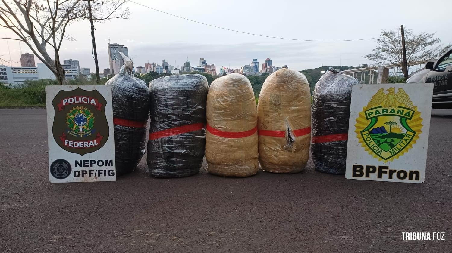 Polícia Federal e Polícia Militar apreende 92 Kg de maconha tipo capulho em Foz do Iguaçu